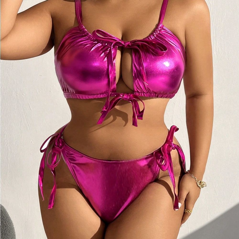 Metallic Pink Bikini Set